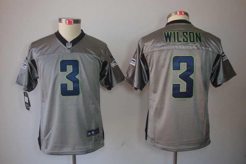 Youth Seattle Seahawks 3 Wilson Grey Nike NFL Jerseys
